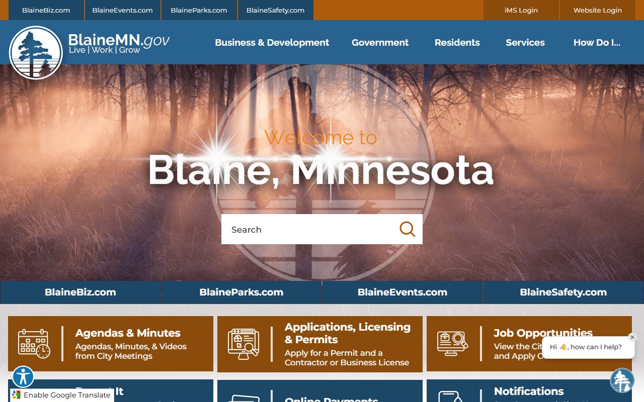 Blaine Minnesota city homepage - Blaine death index reference