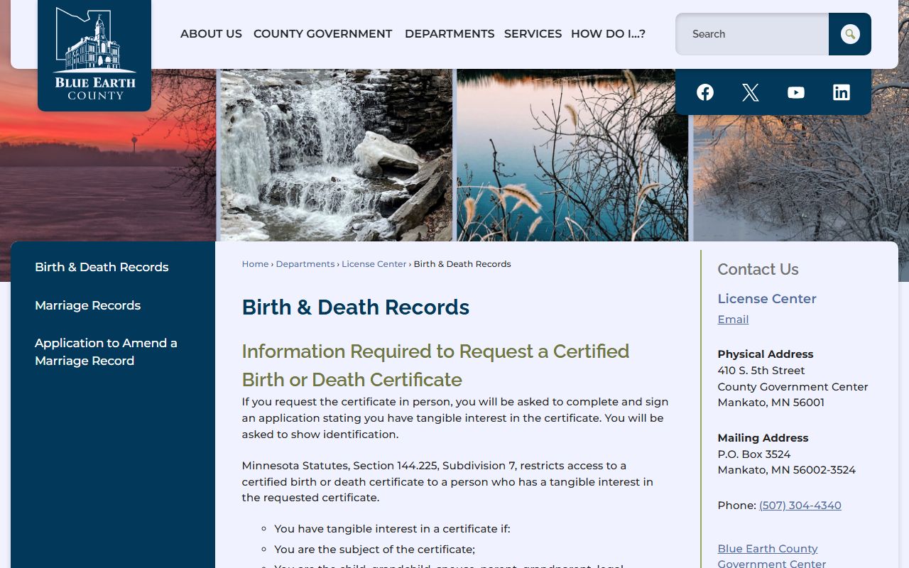 blue earth county death index birth death records page
