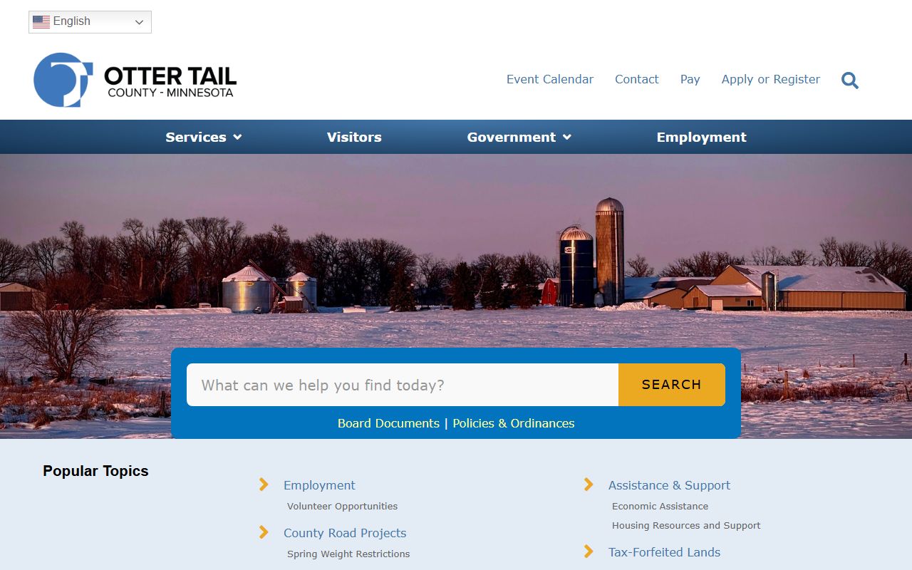 Minnesota Department of Health death records page for Otter Tail County