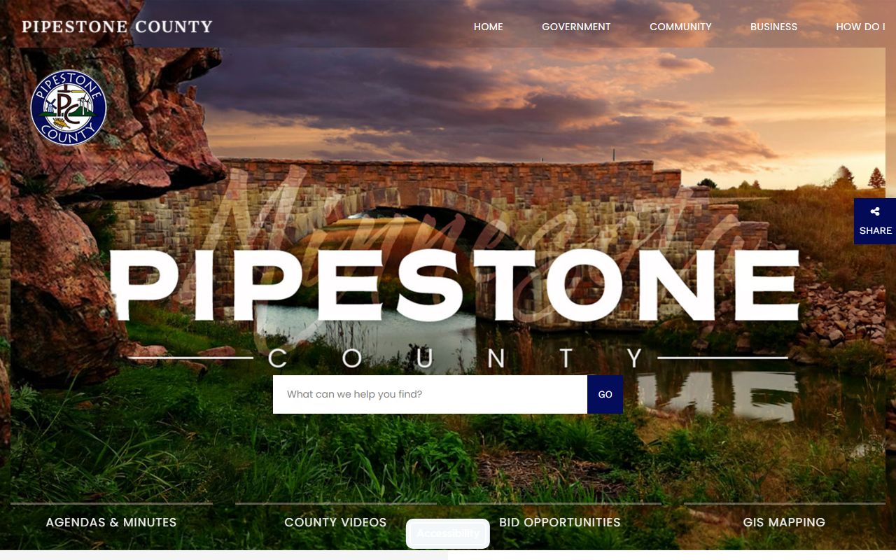 Pipestone County website for death records and vital records