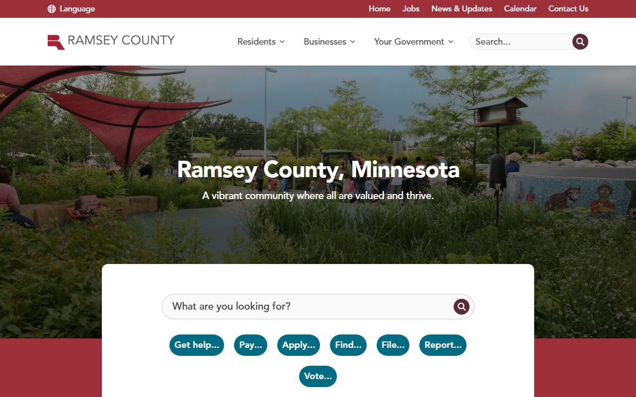Ramsey County homepage for death records and vital records
