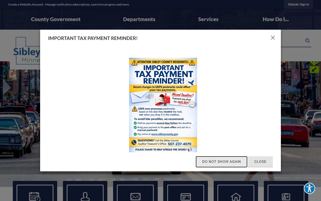Sibley County website vital records information