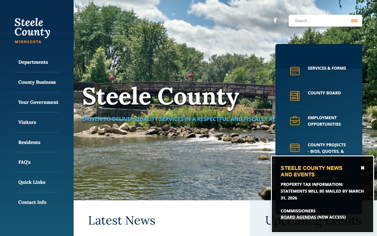 Minnesota Department of Health death records page for Steele County